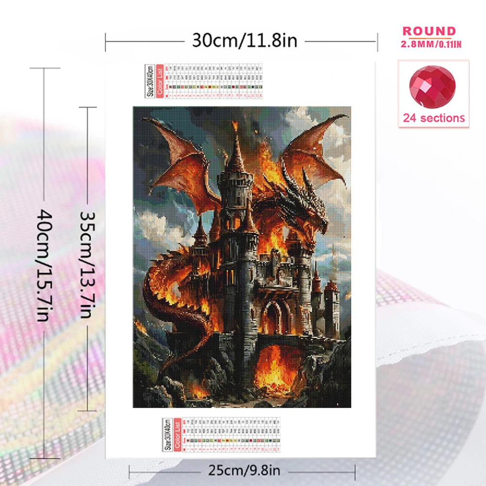 Momoart Diamond Dragon Castle DIY Painting Full Square / Round Drills