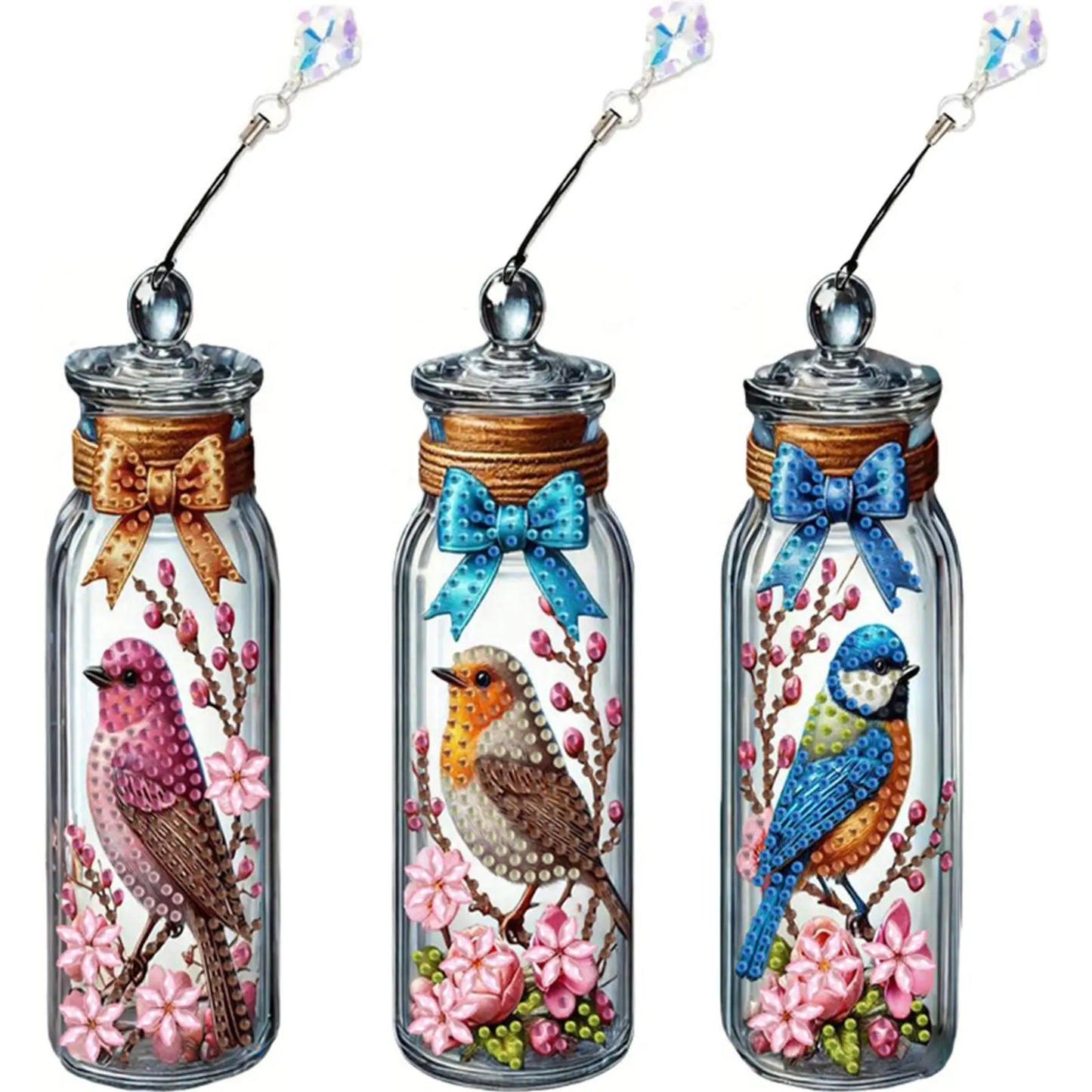 3Pcs Animal DIY Diamond Painting Bookmark With Crystal Pendants