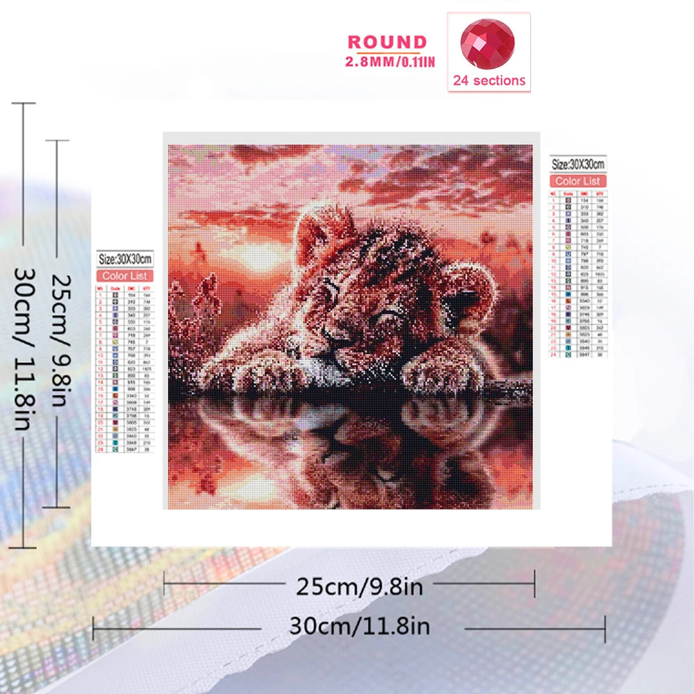 Evershine Full Drill DIY Diamond Painting Tiger Animal Sunset Full Square / Round Drill