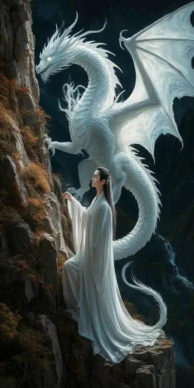 White Dragon and Man Large Size Diy Diamond Art Painting New Collection Handsome Guy Full Mosaic Embroidery Picture Wall Decor