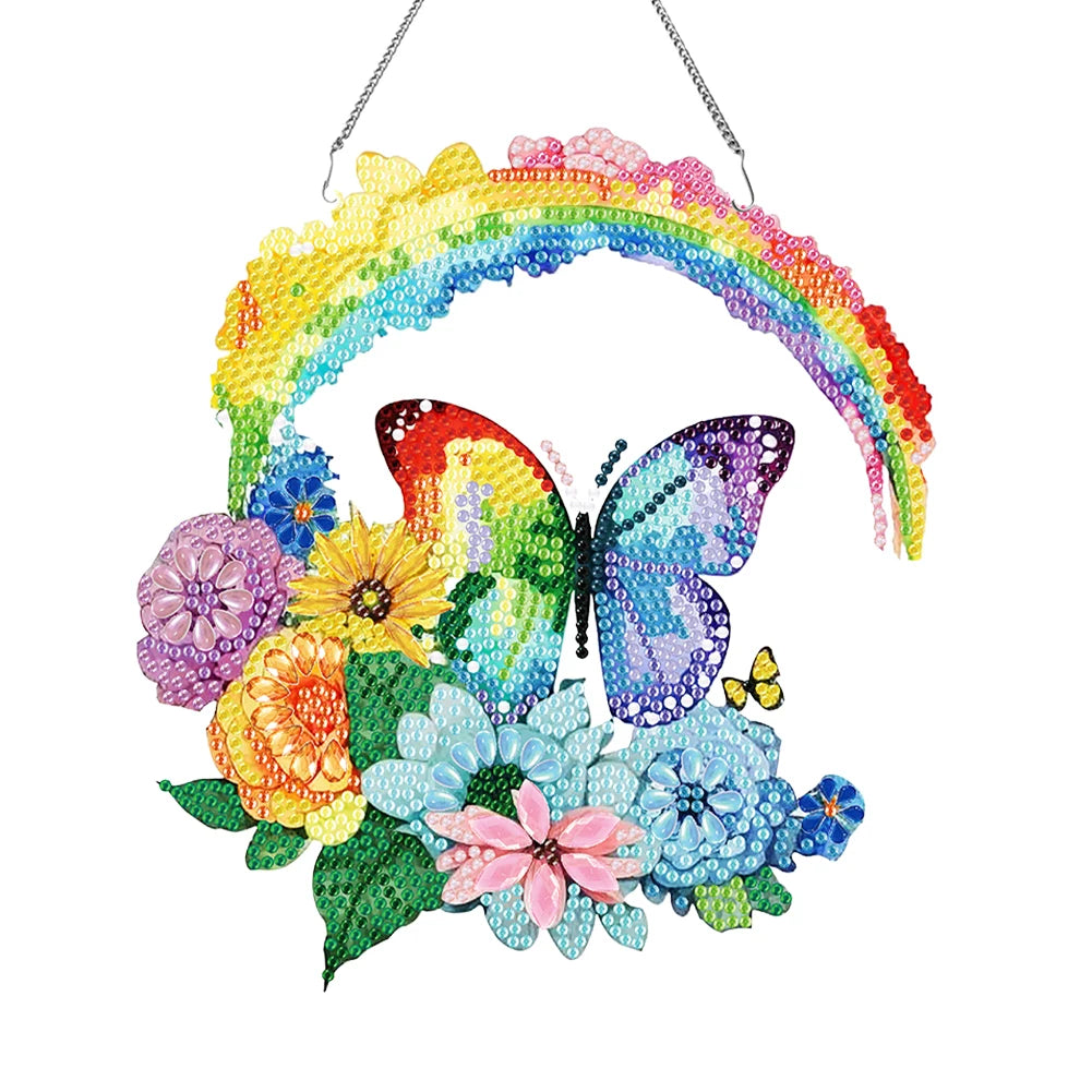 Acrylic Butterfly Single-Sided Diamond Painting Hanging Pendant Diamond Art Hanging Pendant 5D DIY Diamond Painting Dots Pendant