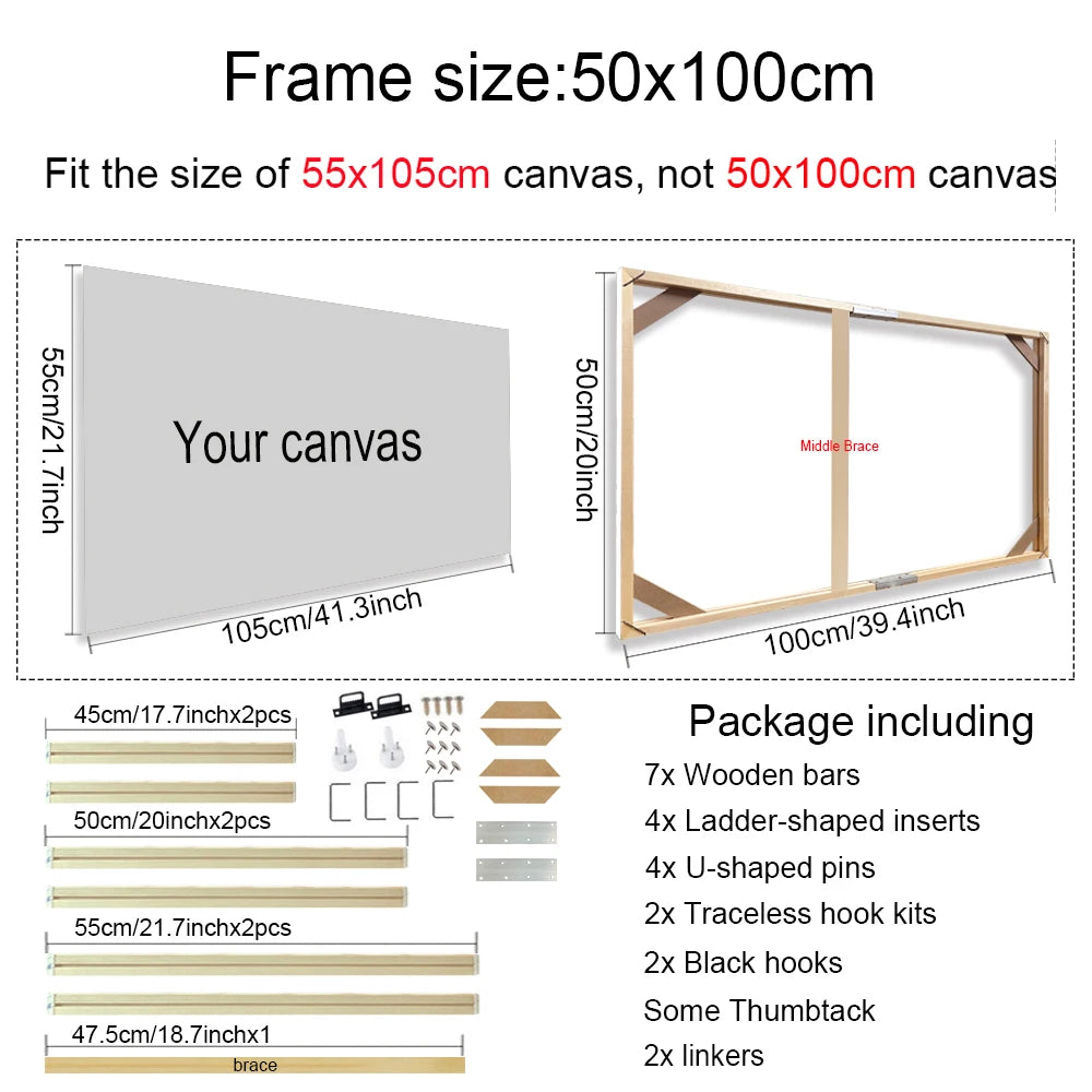 Various Sizes Canvas Frame, Wooden Frames Natural Wooden, Diamond Painting Frames Canvas, Wood Wall Frame