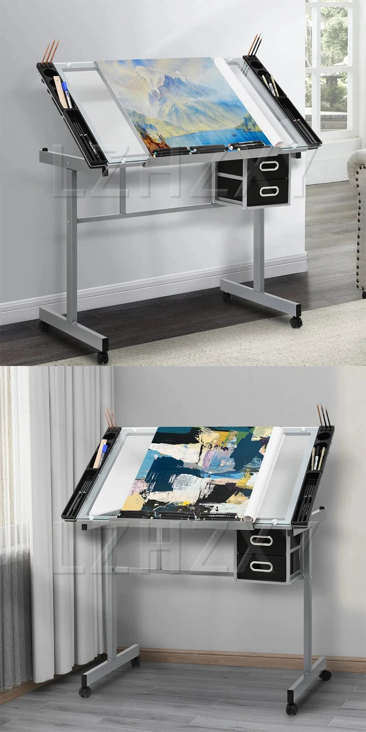 Drafting Table Artist's Desk For Painting, Calligraphy, and Design Height-Adjustable Workstation Multi-Angle Adjustment