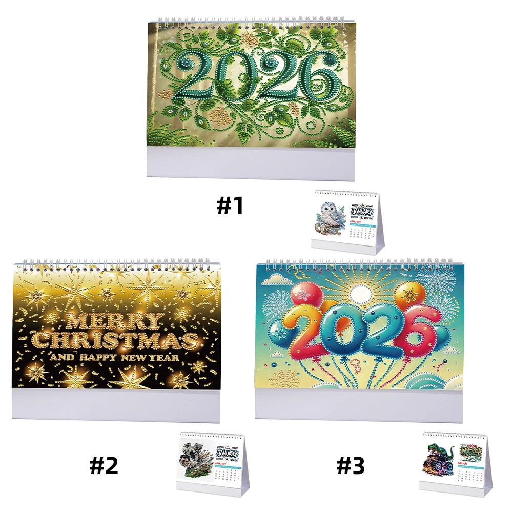 2026 Calendar Diamond Painting, Calendar Set With Irregular Shaped Diamonds Diamond Painting Kit DIY Diamond Art Desk Calendar