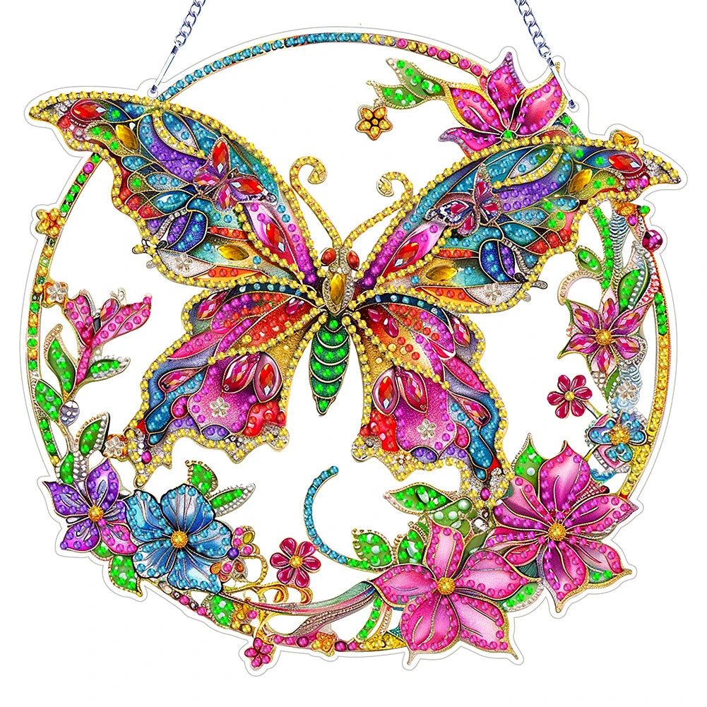 Double Sided Special Shaped Cute Animal Rhinestone Diamond Art Window Pendants, DIY Diamond Painting Hanging Ornament For Adults