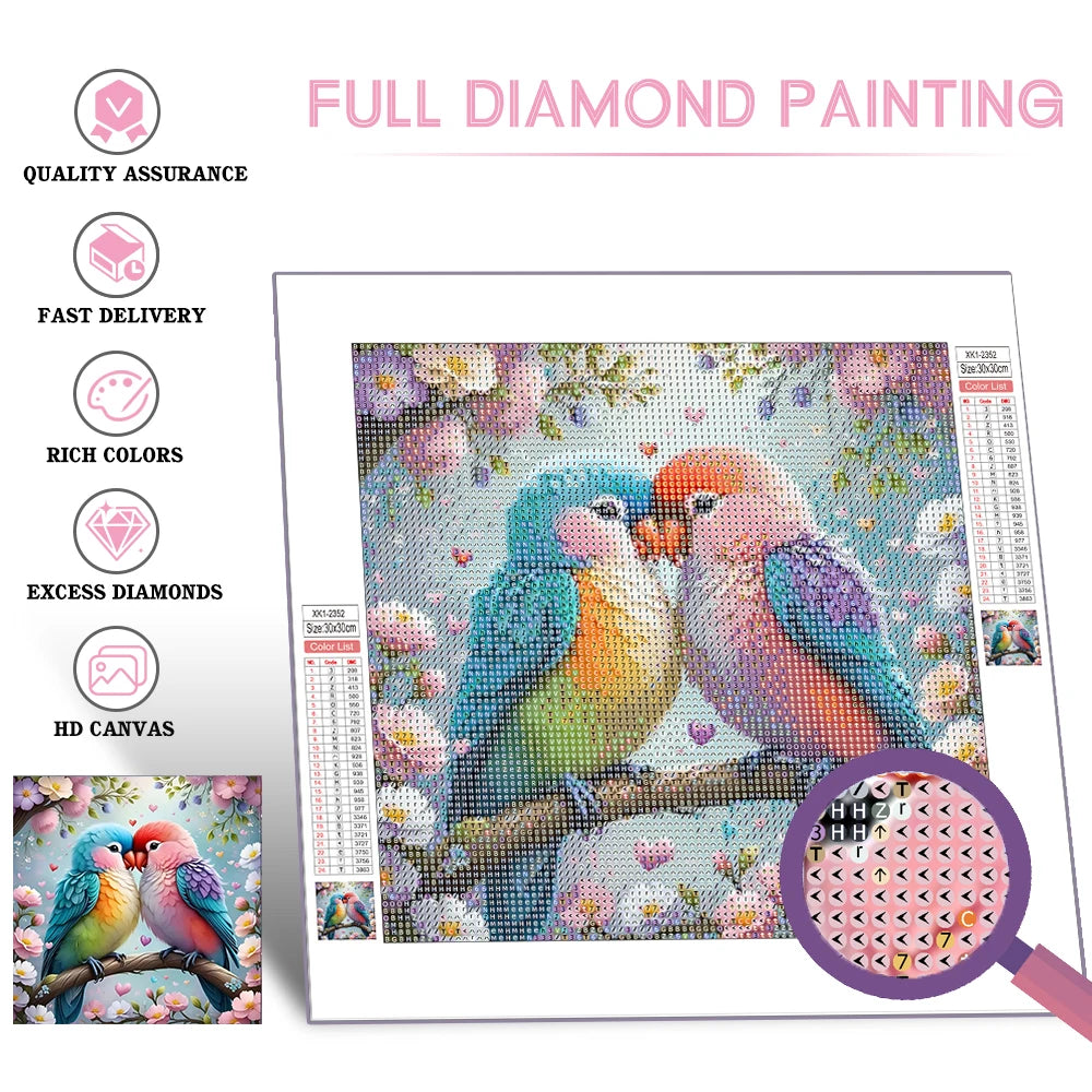 Huacan Animal Diamond Painting Parrots Full Square / Round Mosaic Flower