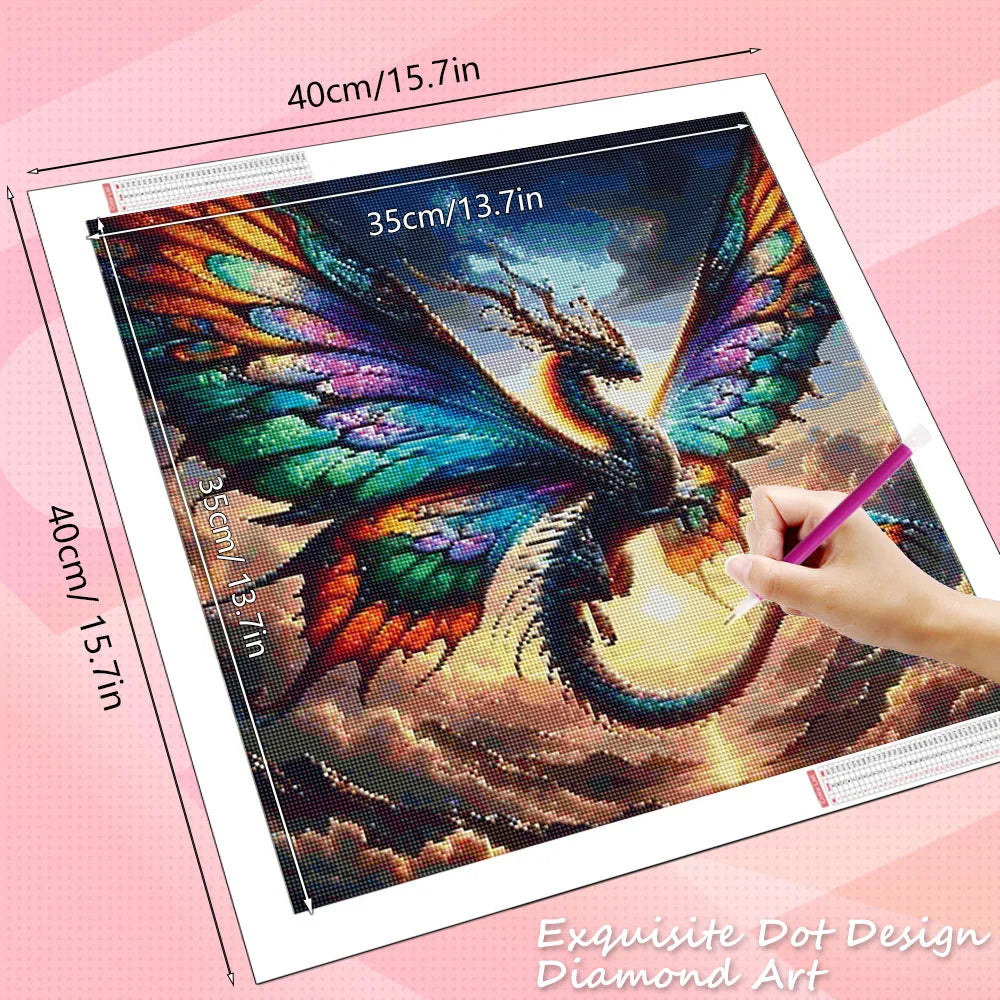 HUACAN DIY Diamond Painting Kit Dragon 5d Butterfly Full Square / Round Drills