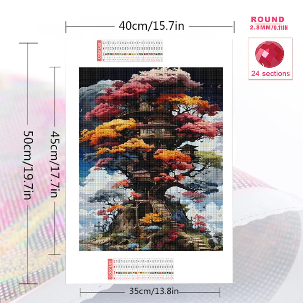 Evershine Diamond Mosaic Fantasy Tree House Landscape DIY 5D Painting Full Square / Round Drill