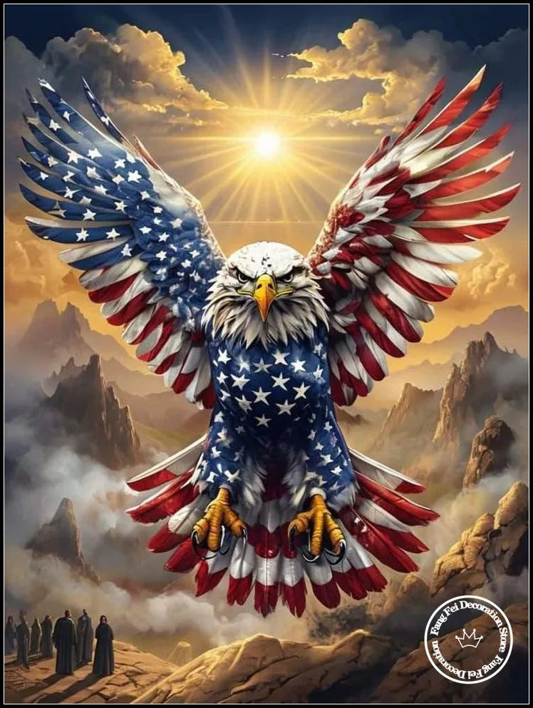 5D DIY Full Drill Eagle Animal Diamond Rhinestone Painting Bald Eagle Cross Stitch Kit Embroidery Picture Mosaic Home Decoration