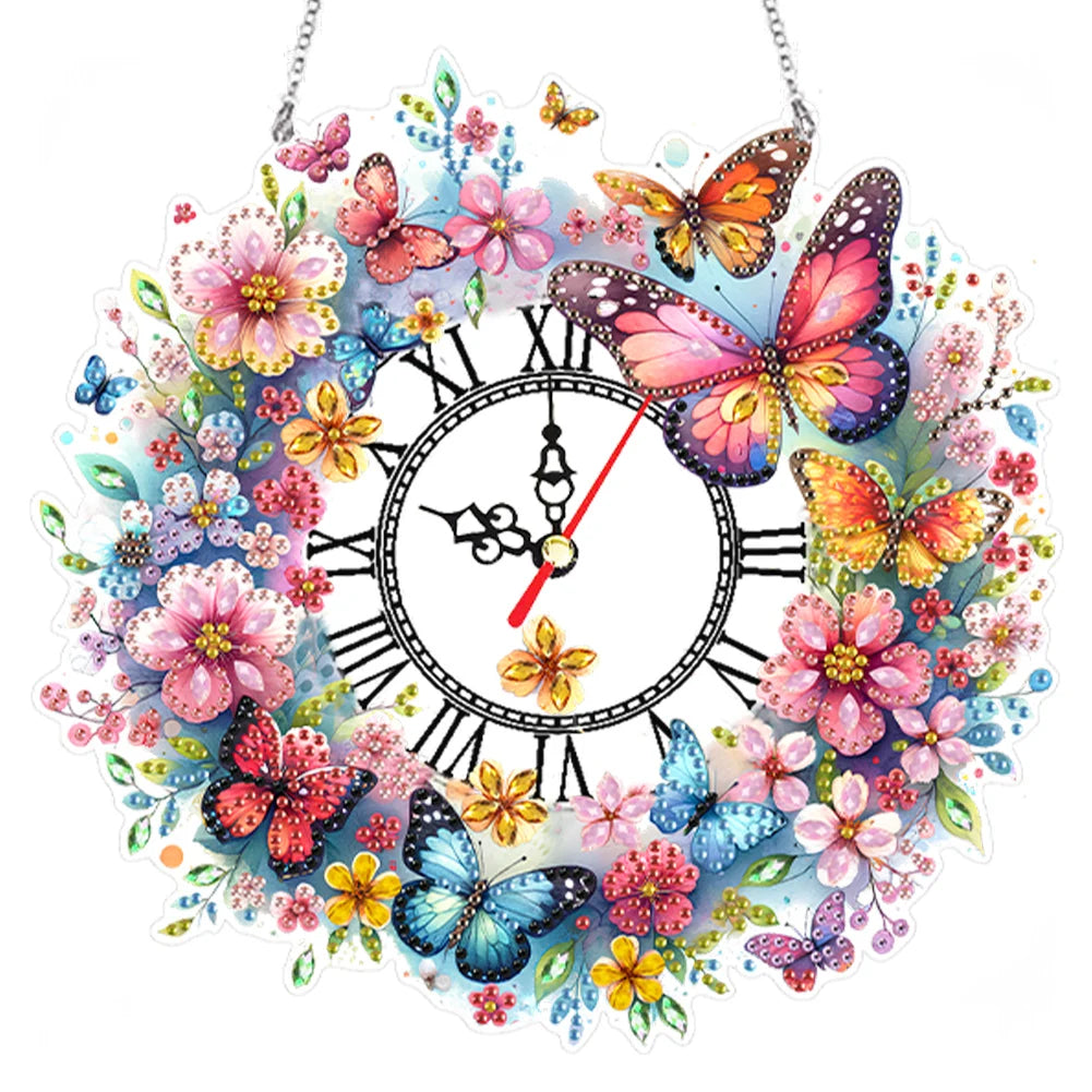 DIY Diamond Painting Kit Flower / Clock Decor, Diamond Painting For Coffee Living Room Home Decor Hanging Pendant