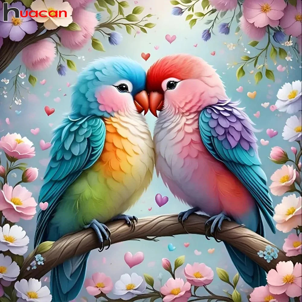 Huacan Animal Diamond Painting Parrots Full Square / Round Mosaic Flower