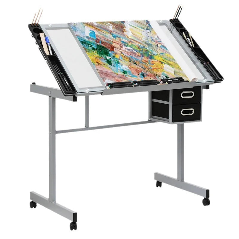 Drafting Table Artist's Desk For Painting, Calligraphy, and Design Height-Adjustable Workstation Multi-Angle Adjustment