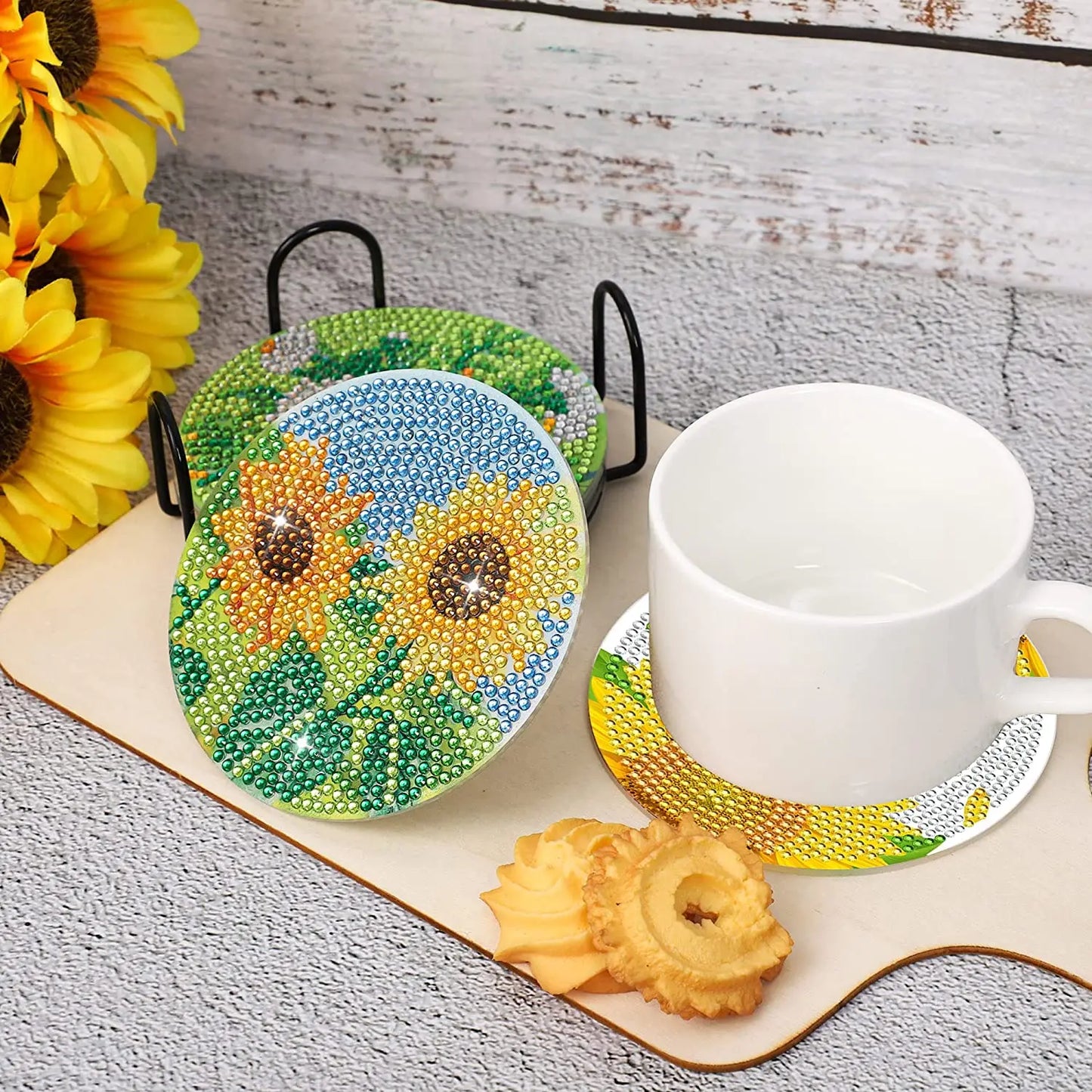 GLOBAL 8pcs/Set DIY Diamond Painting Coasters Animal Cup Cushion For Drinks Crystal Rhinestones Diamond Art Coasters