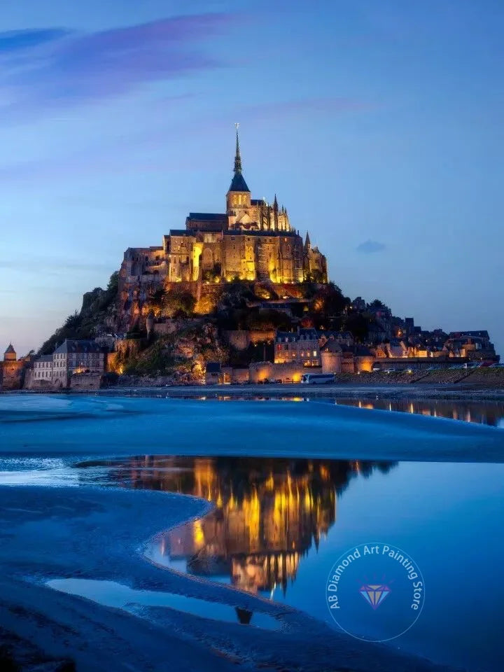 France Castle Mont Saint Michel Diamond Painting Kit 5D DIY Diamond Embroidery Cross Handmade Art Exquisite Gift Home Decoration