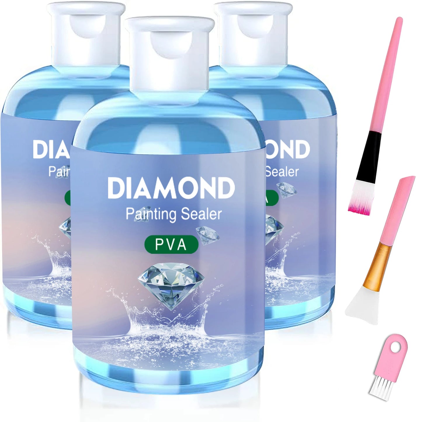 Diamond Painting Sealer Glue Kits 120ML With 3 Pcs Brushes Diamond Painting Glue Accessories And Tools
