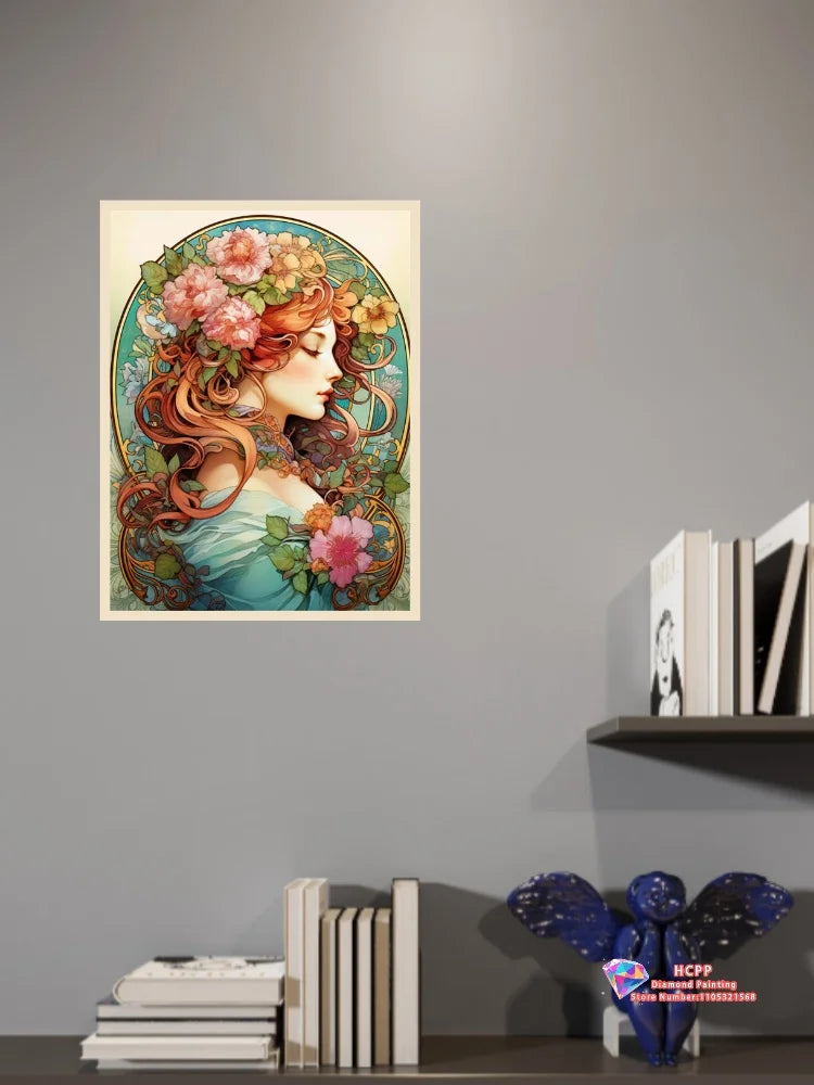 Elegant Women And Flowers Diamond Painting Kit Square / Round Diamond 5D DIY Mosaic