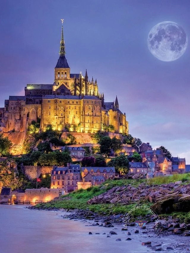 France Castle Mont Saint Michel Diamond Painting Kit 5D DIY Diamond Embroidery Cross Handmade Art Exquisite Gift Home Decoration