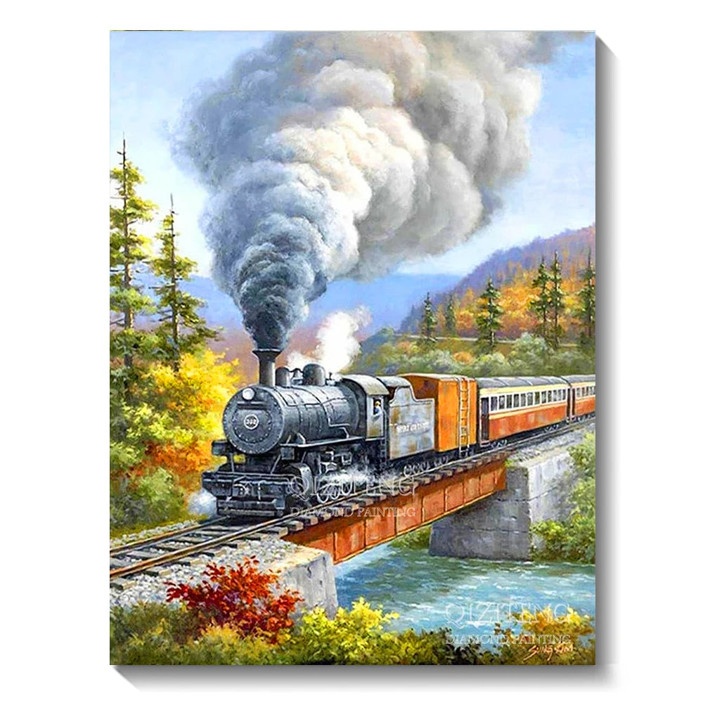 DIY 5D Diamond Painting Landscape Forest, Waterfalls, Scenic, Round Drill
