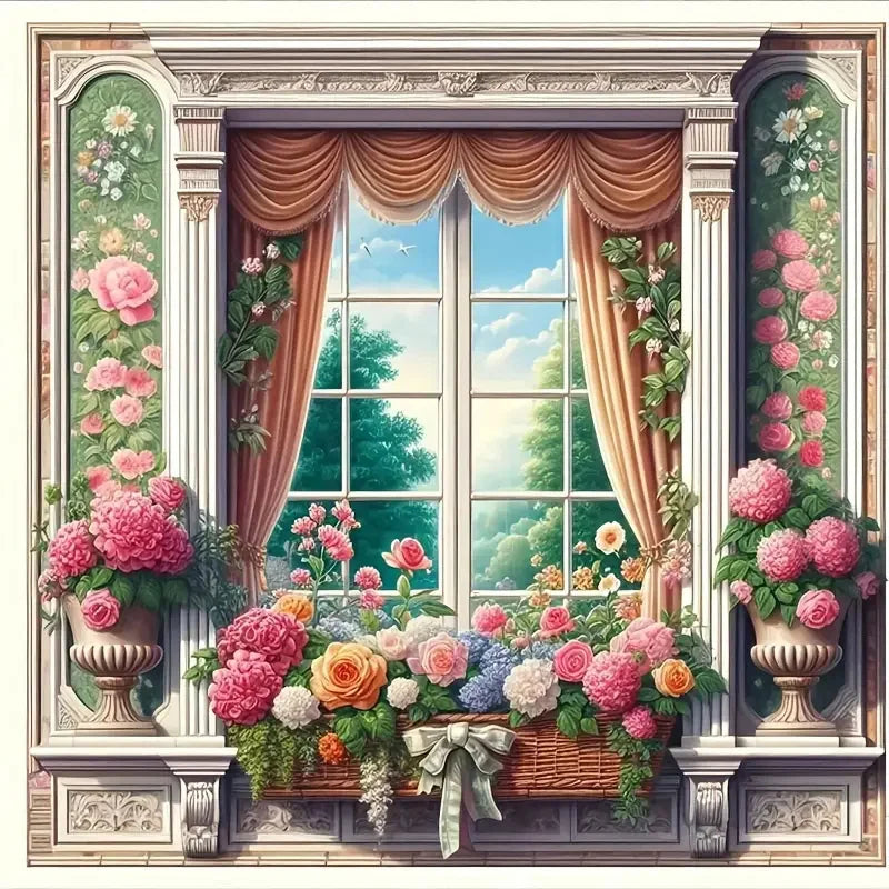 Huacan DIY Diamond Painting Landscape Window Flower Full Square / Round Drill