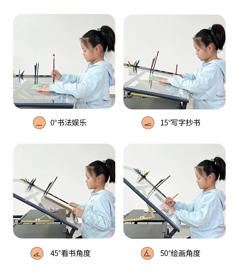 lmm Art Drawing Table Glass Adjustable Height Drawing Drafting Designer Desk