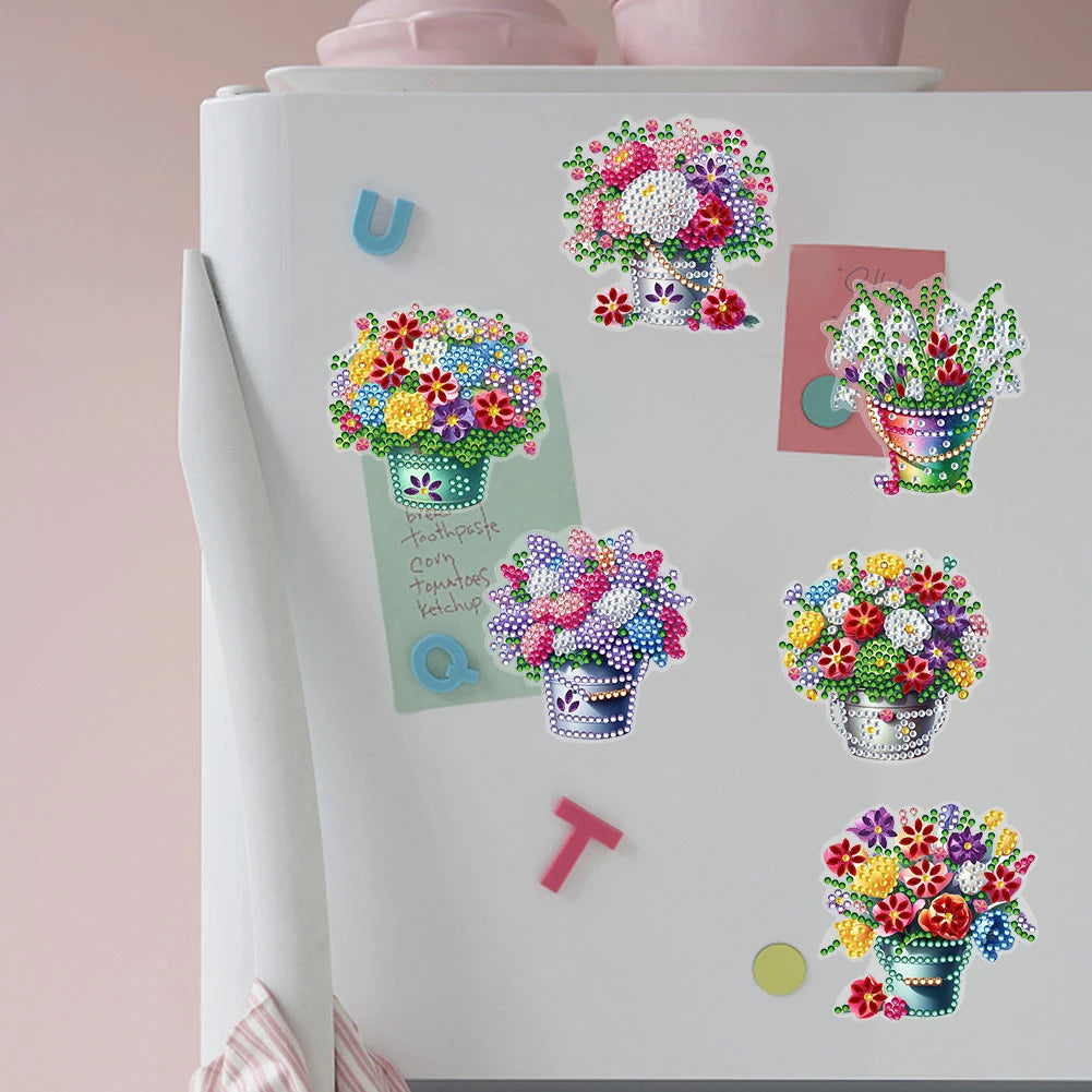 Special Shape DIY Diamond Painting Flower Fridge Magnets Sticker Kits