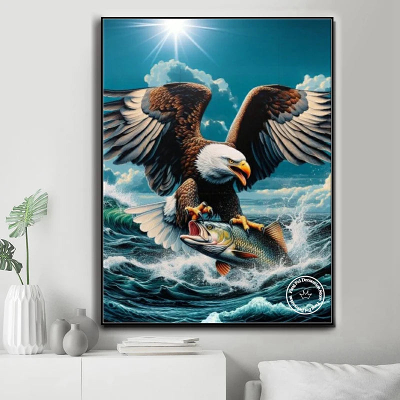 5D DIY Full Drill Eagle Animal Diamond Rhinestone Painting Bald Eagle Cross Stitch Kit Embroidery Picture Mosaic Home Decoration