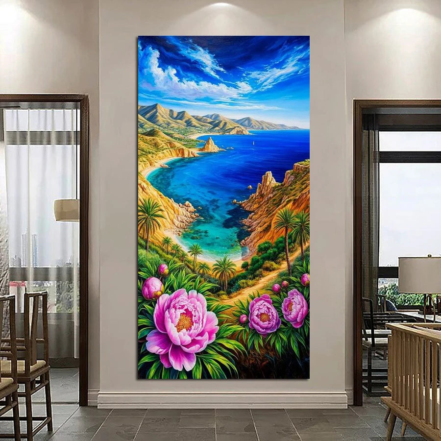 Beautiful Sea Scenery Picture Large Size Diy Diamond Art Painting Landscape Full Square Round Drill Mosaic Embroidery Kits