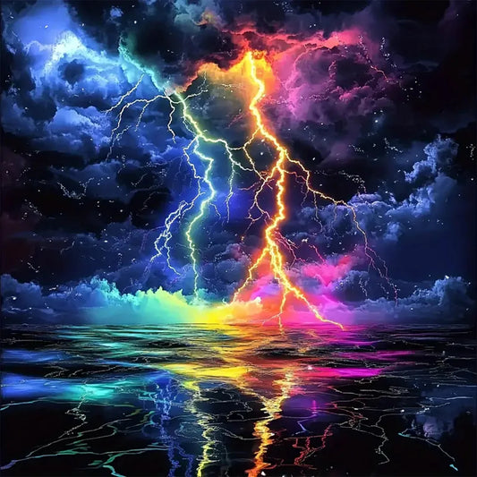 Colorful Lightning Diamond Painting Full Round Drill DIY Diamond Art