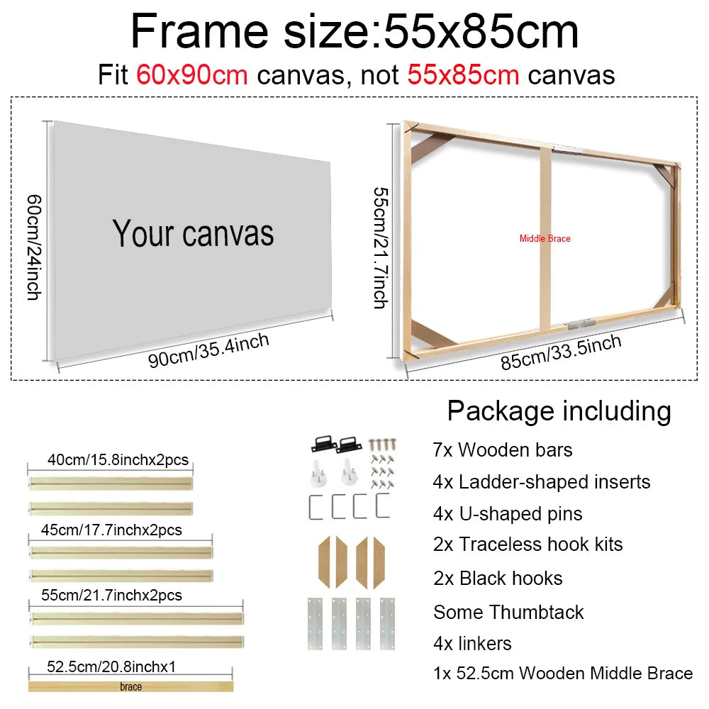 Various Sizes Canvas Frame, Wooden Frames Natural Wooden, Diamond Painting Frames Canvas, Wood Wall Frame