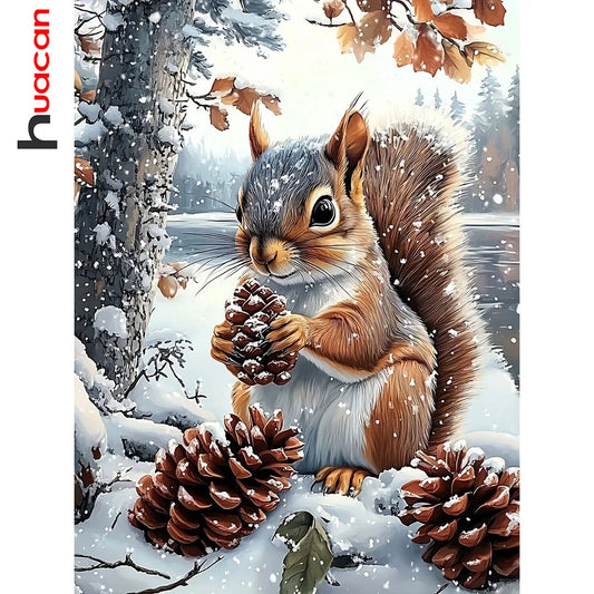 Huacan Squirrel Snow DIY Diamond Painting Full Square / Round Drill