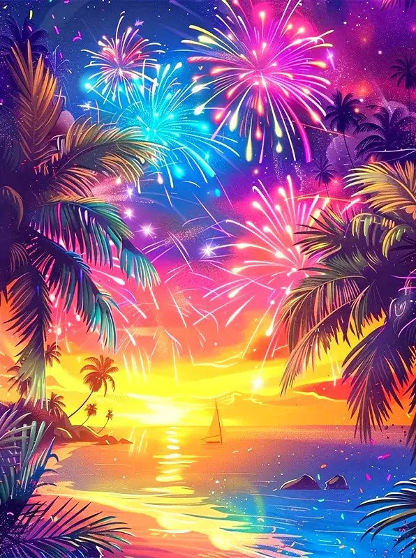 Sunset Landscape Seaside Beach Full Round Drill Rhinestones
