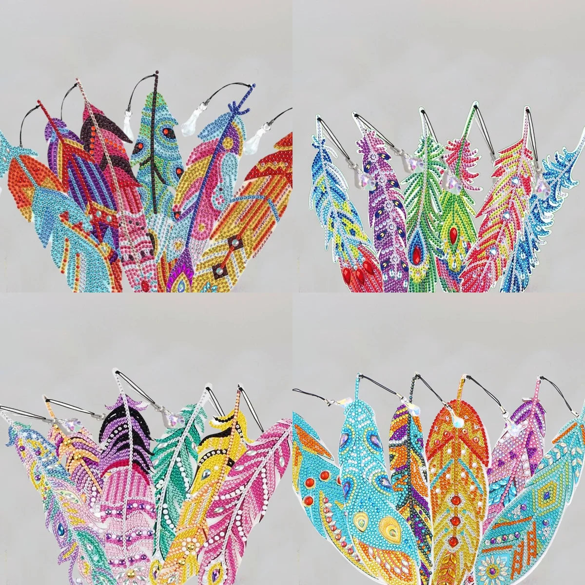 6-piece DIY Diamond Art Crystal Painting Bookmark Feather Bookmark