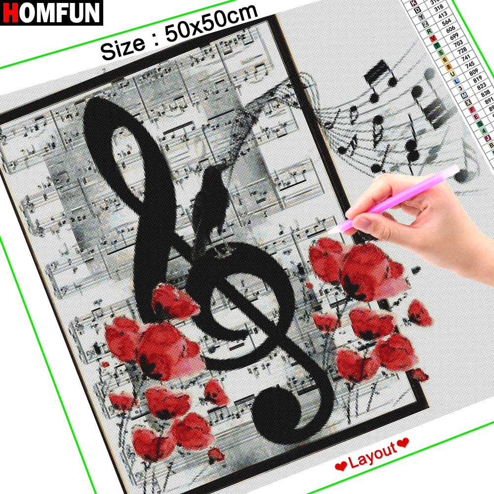 HOMFUN  "Sheet Music" Pattern DIY Diamond Painting Full Square / Round Diamond