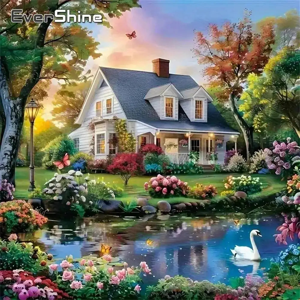Evershine DIY Diamond Mosaic House Landscape Full Square / Round Drill
