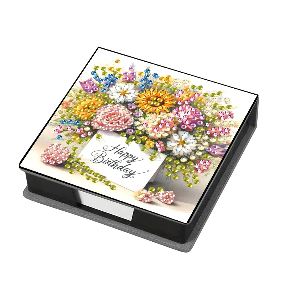 Wooden 5D Diamond Painting Kit Note Box With 160 Sheets Diamond Art Notebook Box For Home/ Office/ School Supplies