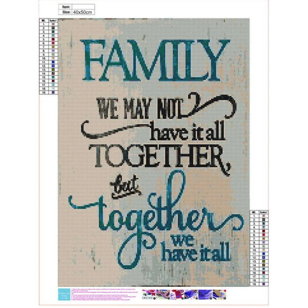 5D Diamond Painting Full Square / Round Family Poster Heart Text Love