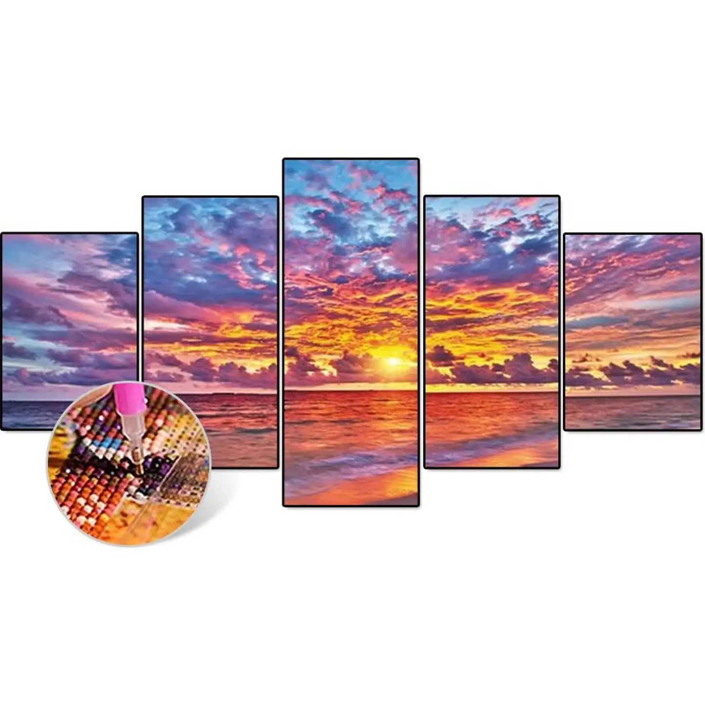 Diamond Mosaic Kits Full Round Drill 5 Pieces Landscape Pattern Home Room Decor Round Drill