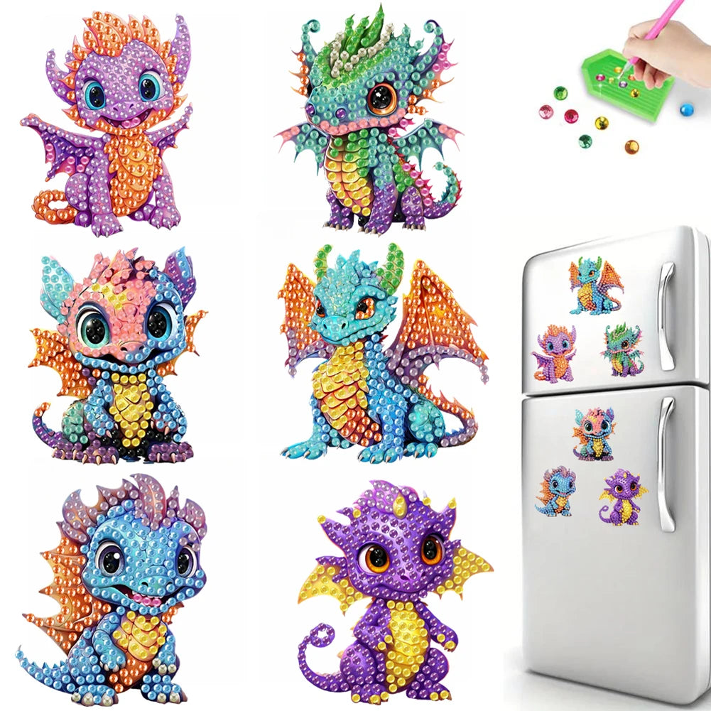 6Pcs Diamond Art Kits Fridge Magnets DIY Art Crafts