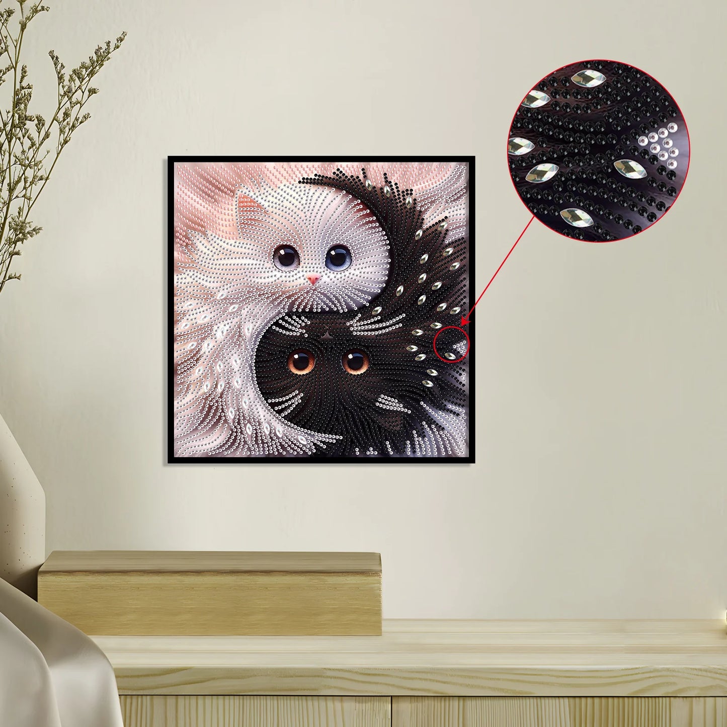 Kitten Special, Ying And Yang Shape DIY Diamond Art Painting Kit, Crystal Partial Diamond