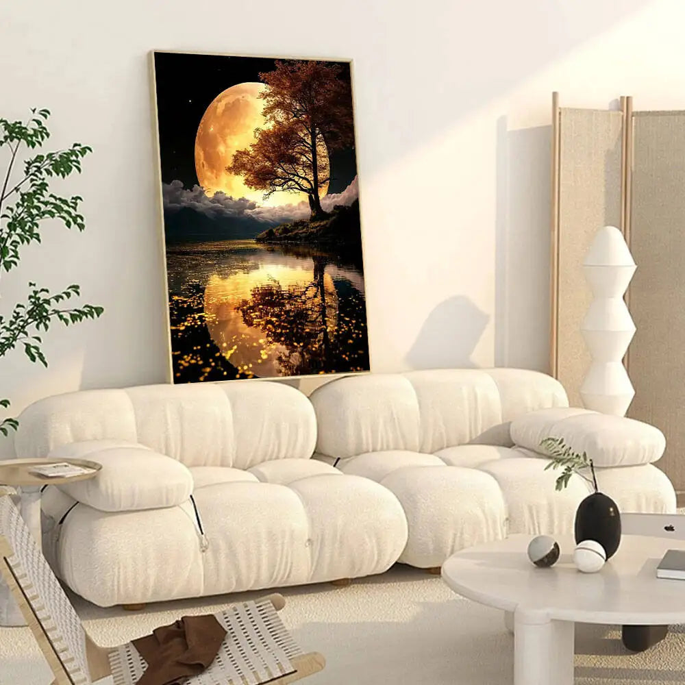 Full Square / Round Drill DIY Diamond Painting River Moon Landscape Painting