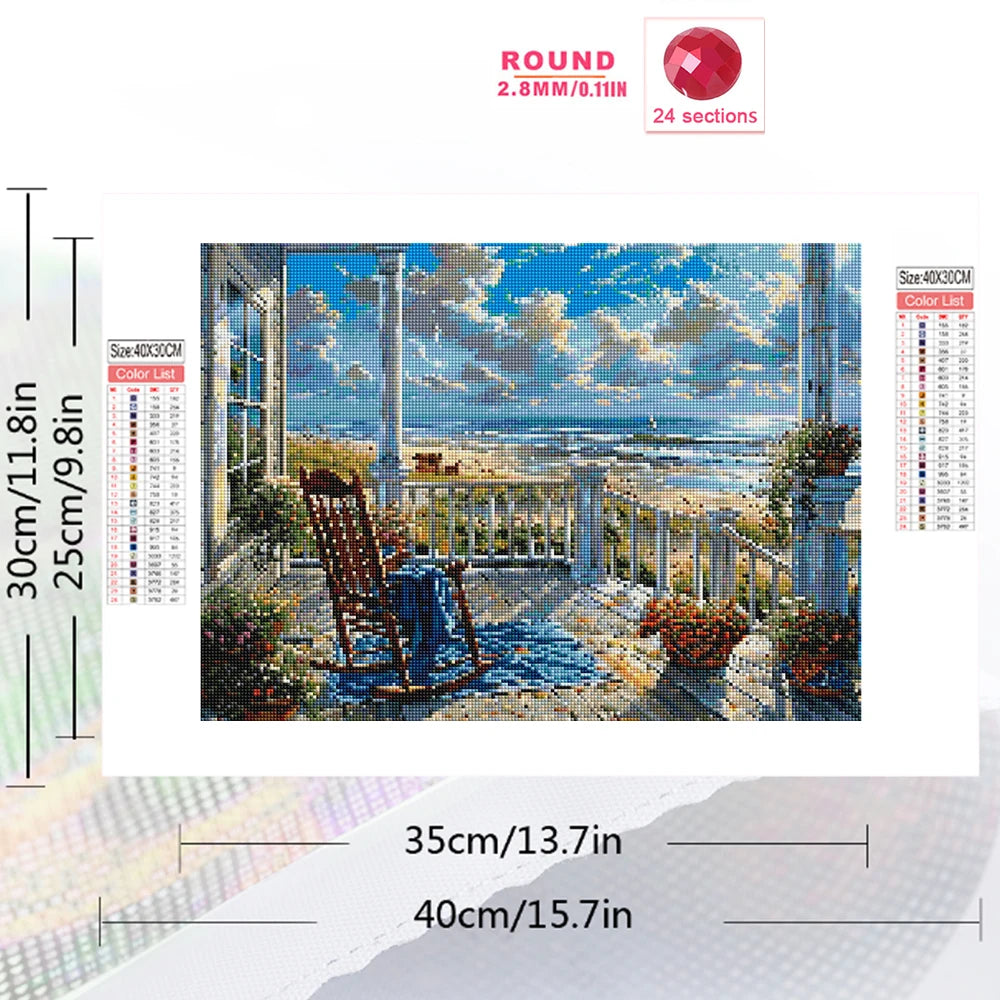 Full Square or Round DIY Diamond Painting Seaside Landscape