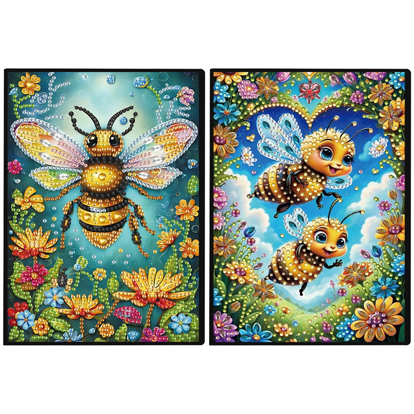 2pcs Partial DIY 50 Pages A5 Diamond Painting Notebook, Special Shaped 5D Crystal Art Painting Sketchbook