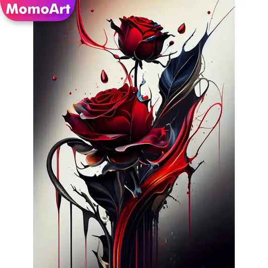 Momoart Diamond Red Rose Flower Full Square / Round Drill