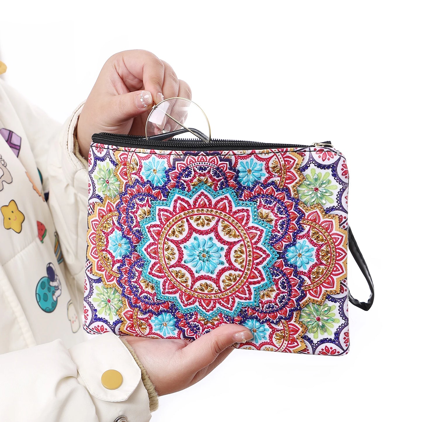 1pc DIY Purses Diamond Painting Mandala Kits for Adults One Sided Drill PU Leather Handbags Cactus Diamond Art Purses for Women
