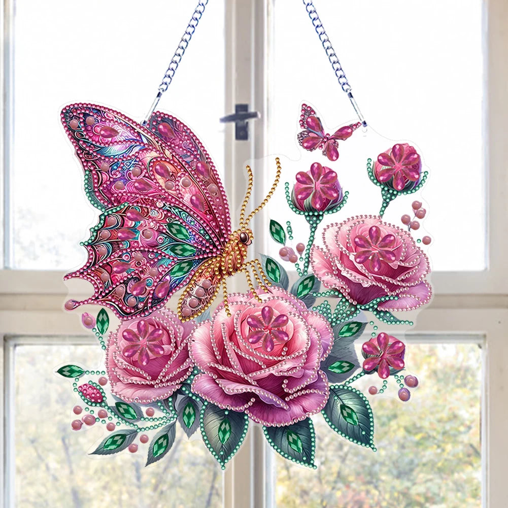 Double Sided Special Shaped Cute Animal Rhinestone Diamond Art Window Pendants, DIY Diamond Painting Hanging Ornament For Adults