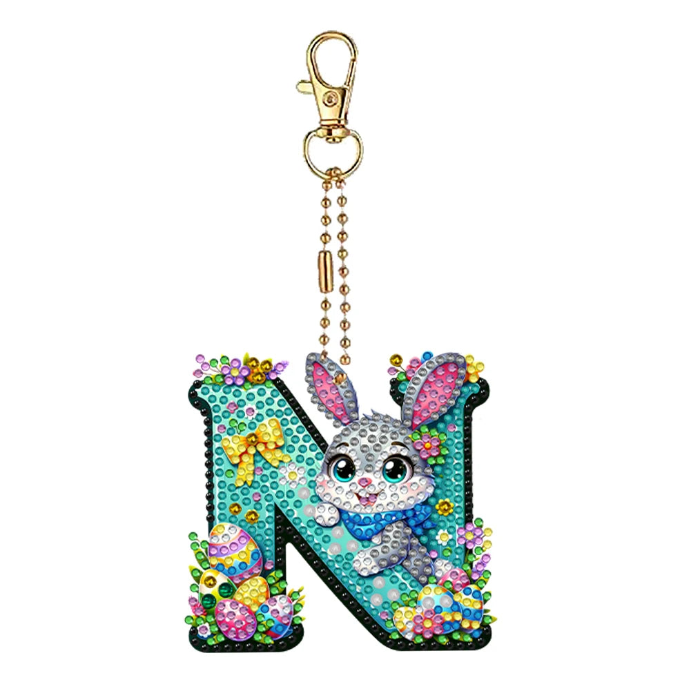 PET Double Sided, Special Shaped, Easter Alphabet DIY Diamond Painting Keychain