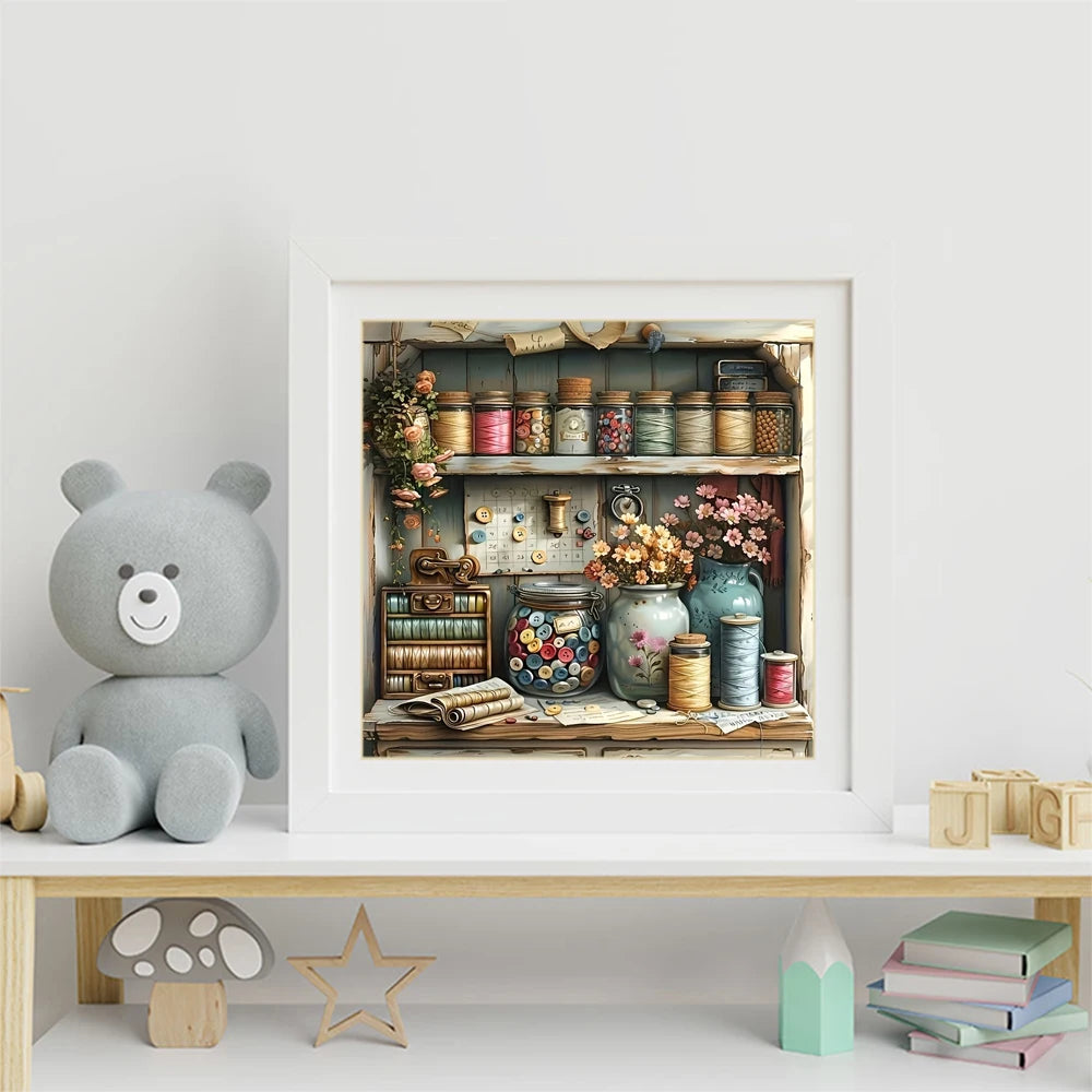 Momoart Vase / Flower Diamond Painting Picture, Rhinestones Diamond Mosaic Bottle Needlework Button DIY Handmade Gift
