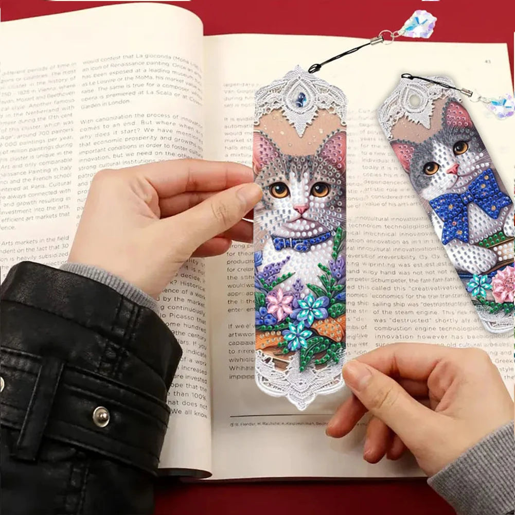 3Pcs Animal DIY Diamond Painting Bookmark With Crystal Pendants