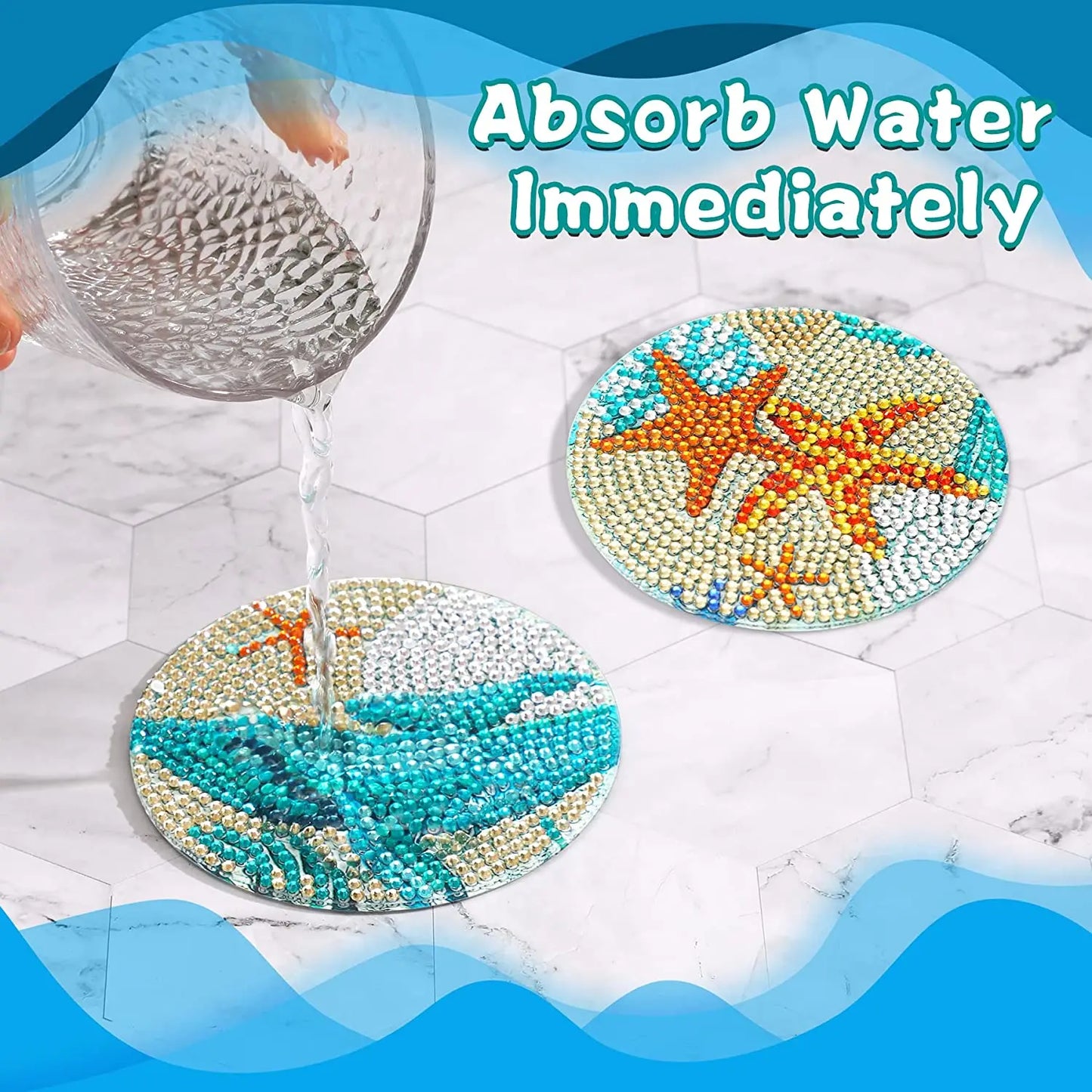 GLOBAL 8pcs/Set DIY Diamond Painting Coasters Animal Cup Cushion For Drinks Crystal Rhinestones Diamond Art Coasters