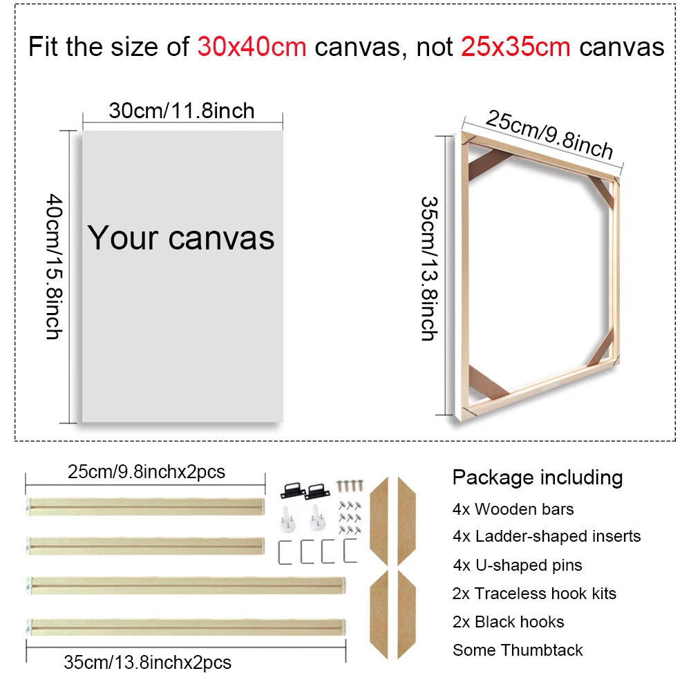Various Sizes Canvas Frame, Wooden Frames Natural Wooden, Diamond Painting Frames Canvas, Wood Wall Frame